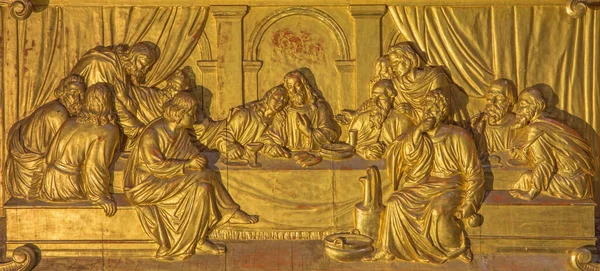 Rome Italy March 2016 Last Supper Altar Bronze Relief Sanctuary — 스톡 사진