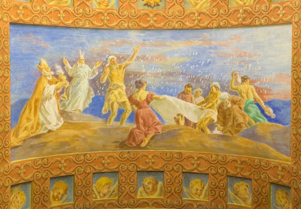 Rome Italia Maaliskuu 2016 Fresco Jewish Gathering Manna Desert 1957 — kuvapankkivalokuva