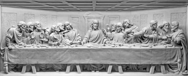 Rome Italy March 2016 Last Supper Marble Relief Altar Church — Stock Photo, Image