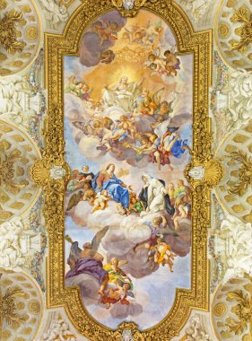 ROME, ITALY - 10 Mart 2016: St Catherine 'in Apotheosis freski, Chiesa di Santa Caterina da Siena a Magnapoli by Luigi Garzi (1713)).