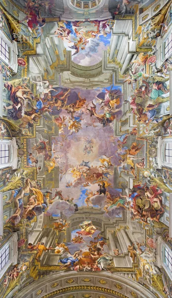 Rome Italy March 2016 Vault Baroque Fresco Apotheosis Ignatius Jesuit — Stock Photo, Image
