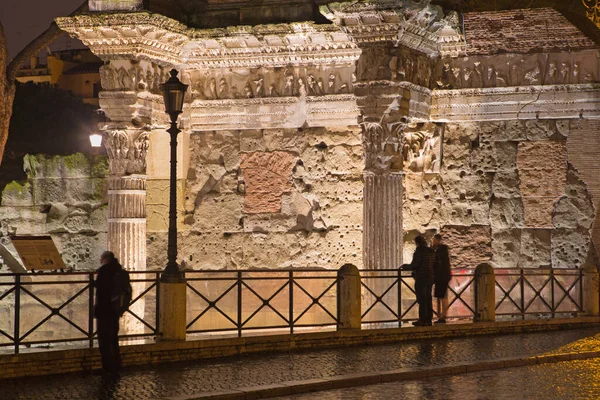 Rome Forum Nerva Silhouette Night — Stock Photo, Image