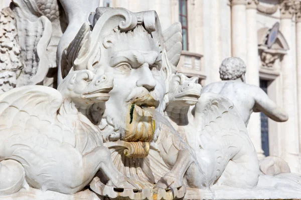 Rom Das Detail Aus Der Fontana Del Moro Auf Dem — Stockfoto