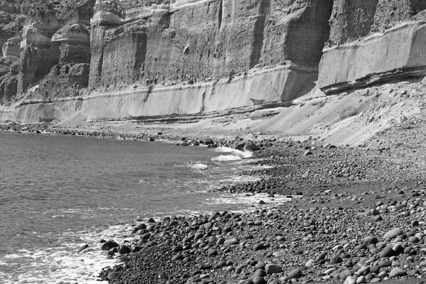 Santorini Black Beach South Part Island — Stock Photo, Image