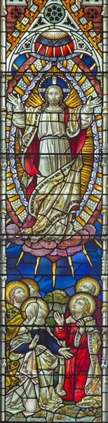 意大利 3月9日 2016年 英国圣公会教堂窗玻璃上的棒子升天 由Clayton和Hall工作室制作 — 图库照片