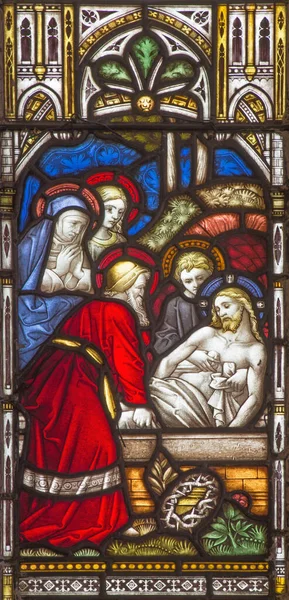 意大利 3月9日 2016年 耶稣被安葬在圣公会教堂的窗玻璃上 由Clayton和Hall工作室完成 19美分 — 图库照片