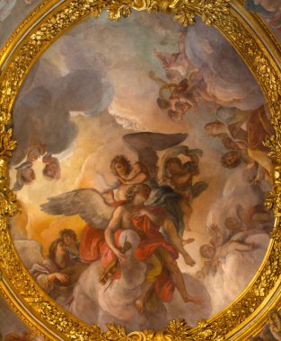 ROME, ITALY - 9 Mart 2016: Giuseppe Chiari 'nin fresk müzisyen melekleri (1595 - 1596), Aquiro' daki Chiesa di Santa Maria kilisesindeki Aziz Anthony kilisesinin mahzeninde.