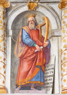 ROME, ITALY - 11 Mart 2016: Tarquinio Ligustri 'nin (1603) kilise Bazilikası' nda Kral David freski).