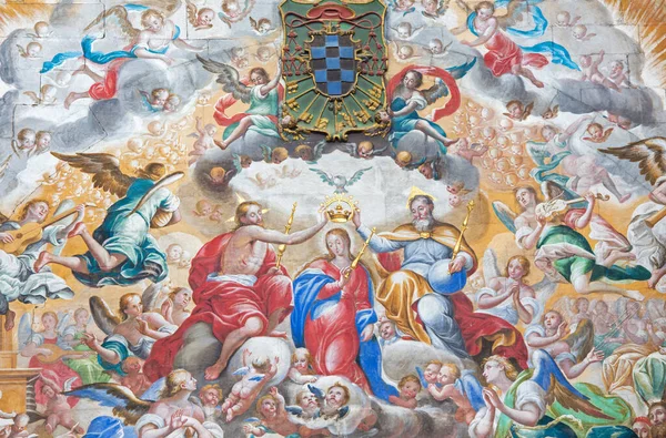 Salamanca Spain April 2016 Fresco Coronation Virgin Mary Antonio Villamor – stockfoto