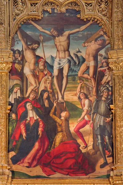 Avila Espanha Abril 2016 Pintura Crucificação Altar Principal Catedral Cristo — Fotografia de Stock