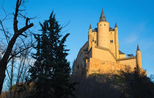 Segovia Alcazar Slott Kvällsljus — Stockfoto