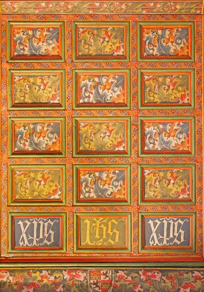 Segovia Spain April 2016 Detail Painted Ceiling Sacristy Church Monasterio — Stock Photo, Image