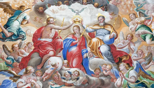 Salamanca Spain April 2016 Fresco Coronation Virgin Mary Antonio Villamor — стокове фото