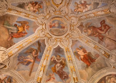 ROME, ITALY - 9 Mart 2016: Pieter van Lindt 'in 1637 tarihli Haç Hikayeleri Kilisedeki en kutsal kilisenin tavanında Santa Maria del Popolo Kilisesi' nde.