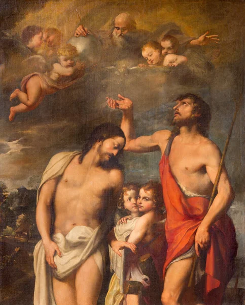 Rzym Włochy Marca 2016 Chrzest Malarstwa Chrystusa Bazylice Santa Maria — Zdjęcie stockowe