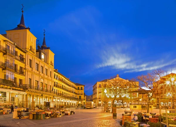 Segovia Spanya Nisan 2016 Plaza Belediye Başkanı Meydanı Sabah Pazarı — Stok fotoğraf