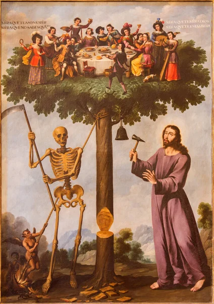 Segovia Spain April 2016 Symbolic Painting Jesus Death Tree Life — 스톡 사진