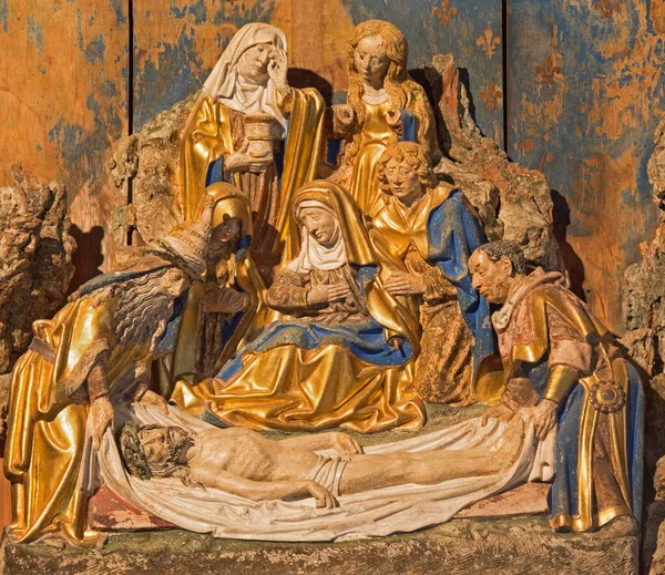 Segowia Hiszpania Kwiecień 2016 Wielochromowe Barokowe Płaskorzeźby Pochówku Jezusa Atrium — Zdjęcie stockowe