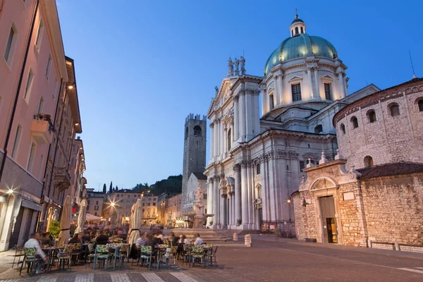 Brescia Dom Evening Dusk Duomo Nuovo Duomo Vecchio — Stock Photo, Image