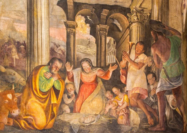 Brescia Italy May 2016 Nativity Fresco Lattanzio Gambara 1530 1574 — стокове фото