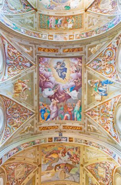 CREMONA, ITALY - 24 Mayıs 2016: Chiesa di San Sigismondo 'daki kasanın ortasında Lord Fresco' nun yükselişi (1564 - 1567))