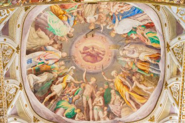 CREMONA, ITALY - 24 Mayıs 2016: Camillo Bocccaccino 'nun Chiesa di San Sigismondo' sunun papazlığında Cennetin fresk zaferi (1505 - 1546))