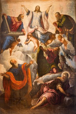 BRESCIA, İtalya - 23 Mayıs 2016: Tintoretto 'nun Chiesa di Angela Merici Kilisesi' ndeki Lord resminin Dönüşümü (1518 - 1549)).