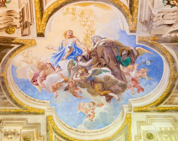 Cremona Italy May 2016 Fresco Apotheosis Theresia Vault Side Chapel — Stock Photo, Image