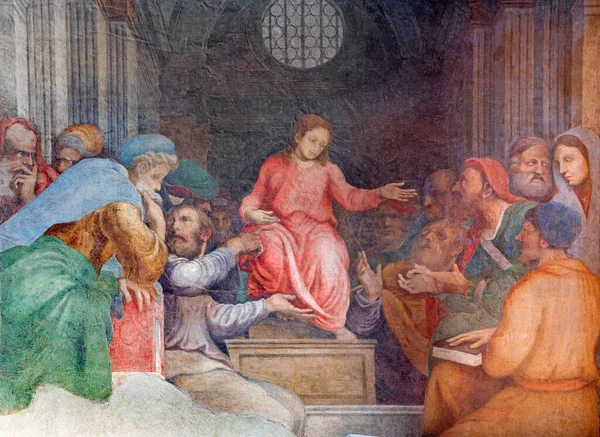 Cremona Włochy Maja 2016 Fresk Dwunastu Starych Jezusa Świątyni Chiesa — Zdjęcie stockowe
