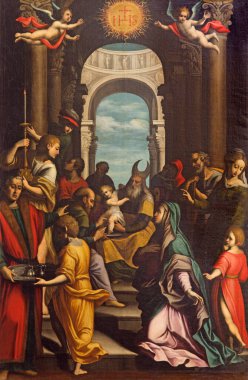 CREMONA, ITALY - 24 Mayıs 2016: Jeusu 'nun Sünneti, Chiesa di Santa Agata' da tanınmayan 17 sentlik sanatçı tarafından..