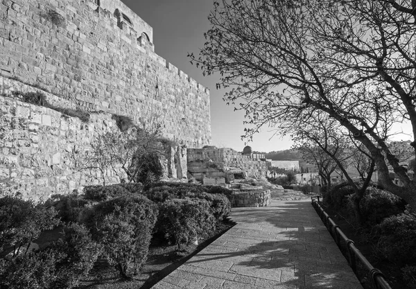 Jeruzsálem Régi Városfalak Déli Része — Stock Fotó