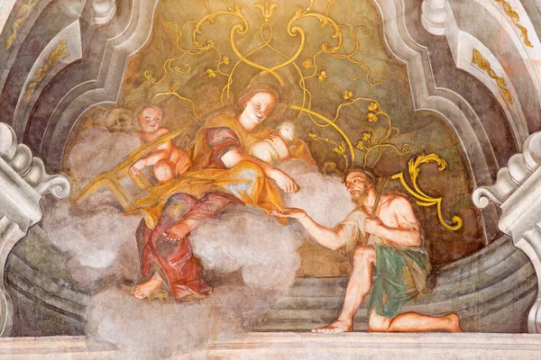 Brescia Włochy Maj 2016 Fresk Kardynalskiej Cnoty Miłości Chiesa Santa — Zdjęcie stockowe