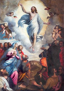 BRESCIA, İtalya - 22 Mayıs 2016: Bernardino Gandino 'nun Chiesa di Santa Maria del Carmine (1587 - 1651) Kilisesinde Tanrı' nın Yükselişi).