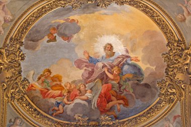 ROME, ITALY - 9 Mart 2016: Capite 'deki Chiesa di San Silvestro Kilisesi' nde Luigi Garzi 'nin Aziz Francis Vaazı (1688 - 1690) ve The Immaculate Conception Chapel.