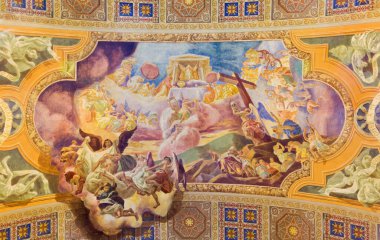 ROME, ITALY - 10 Mart 2016: Don Giuseppe Melle 'in kilise Bazilikası Santa Maria Ausiliatrice' de İsa 'nın Bedeni ve Kanının Kurbanı (1957-1965) freski.