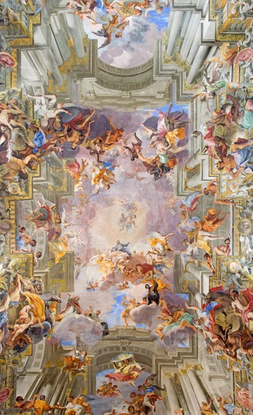 Řím Itálie Března 2016 Centrální Část Barokní Fresky Klenby Apoteóza — Stock fotografie
