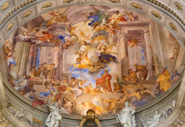 ROME, ITALY - 10 Mart 2016: St. Ignace freskinin Apotheosis Kilisesi Chiesa di Sant 'Ignazio di Loyola by Jeusit Andrea Pozzo (1685)).