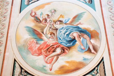 SEGOVIA, SPAIN, APRIL - 14, 2016: Don Ramon Bayeu 'nun (1789) katedraldeki Meryem Ana ve Şapel' deki Meleklerin freski..