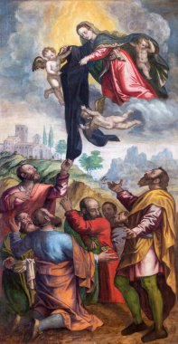 BRESCIA, İtalya - 23 Mayıs 2016: Bakire Mari, G. Rossi 'nin Chiesa di San Alessandro kilisesinde Meryem' in hizmetkarlarına siyah giysi verdi (1547 - 1614).)