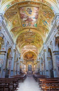 CREMONA, ITALY - 24 Mayıs 2016: Chiesa di San Sigismondo Barok Kilisesi 'nin nave Giulio Campi' nin wault freski (1564 - 1567)).