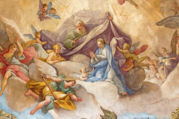 Brescia Włochy Maj 2016 Fresk Chwały Panny Kopule Kościoła Chiesa — Zdjęcie stockowe