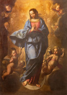 ROME, ITALY - 10 Mart 2016: Pier Francesco Mola 'nın (1612 - 1666) Meryem Ana Kilisesi Bazilikası).