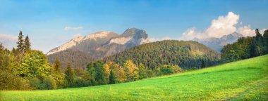 Kuzeyden yüksek Tatras dağı Muran ve Novy zirveleriyle.