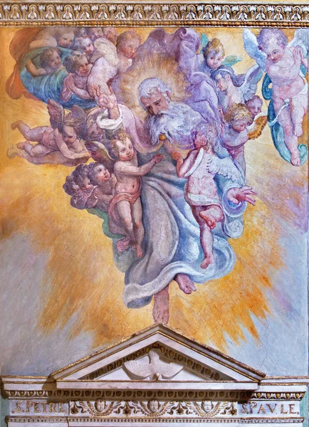 Rome Italy March 2016 Fresco Glory Father Church Basilica Santi – stockfoto