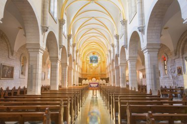 BETHLEHEM, ISRAEL - 6 Mart 2015: St. Catharine Kilisesi nave.