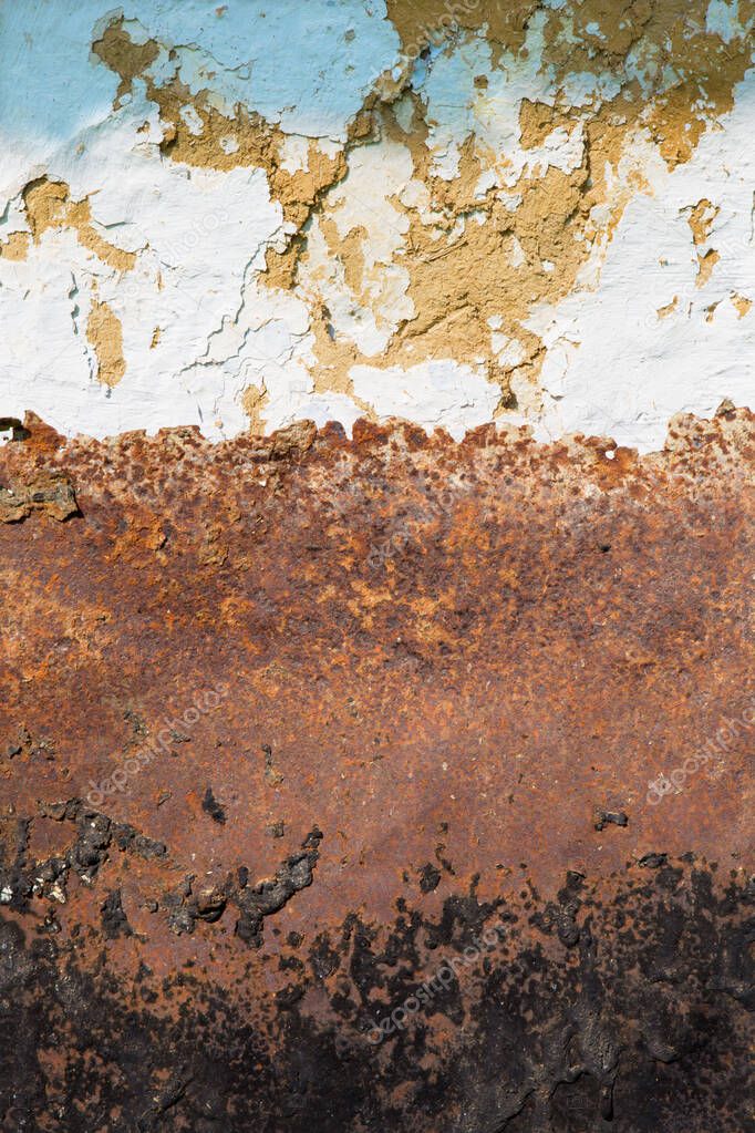 The background form old house - coat and rusted metal palte