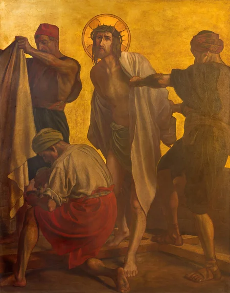 BERLİN, GERMANY, FEBRUARY - 16, 2017: Metal plakadaki boya - İsa, St. Matthew kilisesinde Philipp Schumacher (1907 - 1915).