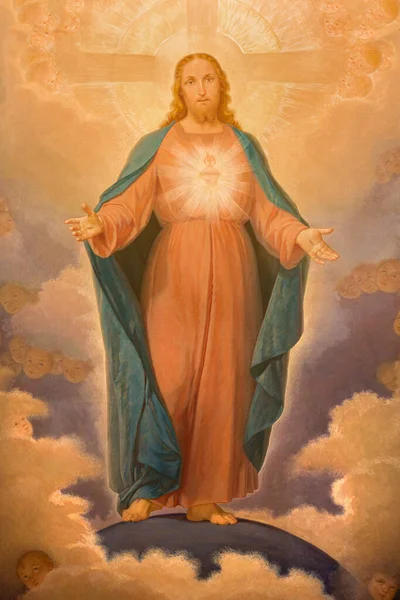 Turin イタリア 2017年3月14日 教会でのイエスの神聖な心の絵ルイジ ググリエルミーノによるキエーザ サンタ マリア デッラ コンソナシオン 1885 — ストック写真