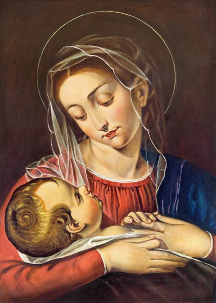 Turin Itália Março 2017 Pintura Madonna Com Menino Igreja Chiesa — Fotografia de Stock