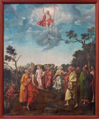 BERLİN, ALMANY, FEBRUARY - 16, 2017: Bilinmeyen bir sanatçı tarafından kilise Marienkirche 'de Tanrı' nın Yükselişi tablosu..